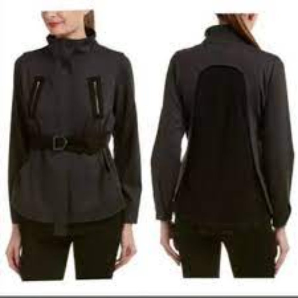Cabi Love Carol Heather Gray Mesh Back  Stretch Jacket Medium